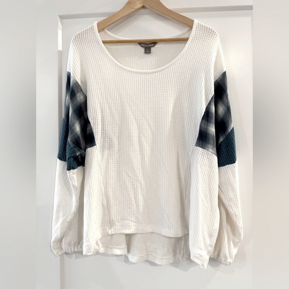 Falls Creek Cream Ribbed Long Sleeve Blouse